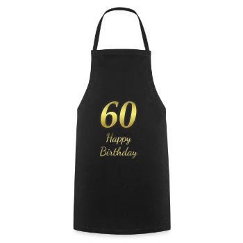 60 Years Happy Birthday - 60 Jahre Geburtstag - Kochschürze - Schwarz - Vorne - AI Model Male 185 dark (185cm)