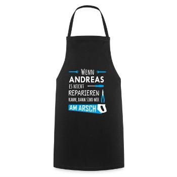 Lustiger Heimwerker und Handwerker Spruch Andreas - Kochschürze - Schwarz - Vorne - AI Model Male 185 dark (185cm)