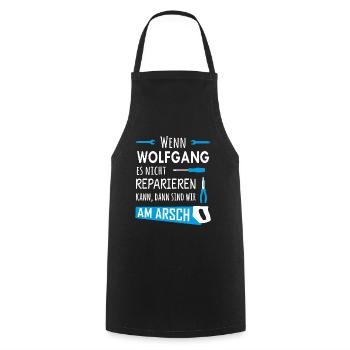 Lustiger Heimwerker und Handwerker Spruch Wolfgang - Kochschürze - Schwarz - Vorne - AI Model Male 185 dark (185cm)