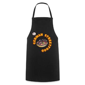 German Street Food Mett Brötchen mit Zwiebeln - Kochschürze - Schwarz - Vorne - AI Model Male 185 dark (185cm)