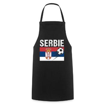 Serbian Flag Serbian Football Gift - Cooking Apron - black - Front - AI Model Male 185 dark (185cm)