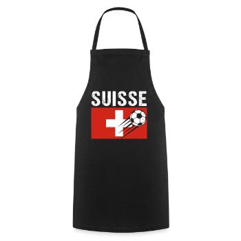 Schweiz Flagge Geschenk Schweizer Fussball Fussball - Kochschürze - Schwarz - Vorne - AI Model Male 185 dark (185cm)