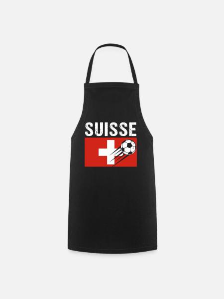 Schweiz Flagge Geschenk Schweizer Fussball Fussball - Kochschürze - Schwarz