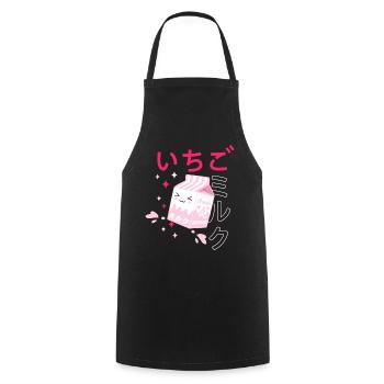 Erdbeermilch, Kawaii, Strawberry Milk - Kochschürze - Schwarz - Vorne - AI Model Male 185 dark (185cm)