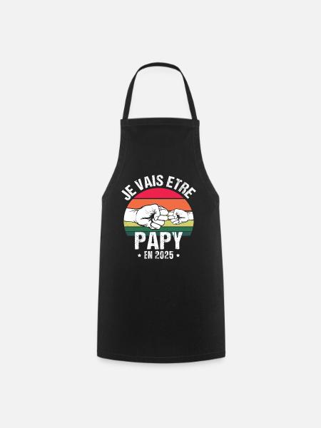 Je vais être papy en 2025 cadeau naissance vintage - Tablier de cuisine - noir
