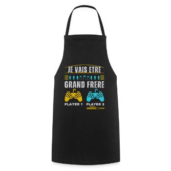 Futur Grand Frère Annonce Naissance Geek Gamer - Tablier de cuisine - noir - Devant - AI Model Male 185 dark (185cm)