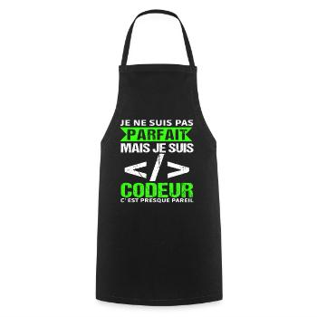 Humour Geek Cadeau Développeur Codeur Programmeur - Tablier de cuisine - noir - Devant - AI Model Male 185 dark (185cm)