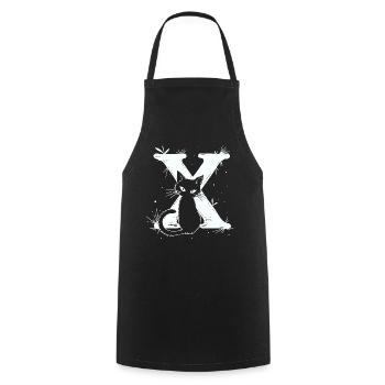 Letter X with cat - Cooking Apron - black - Front - AI Model Male 185 dark (185cm)