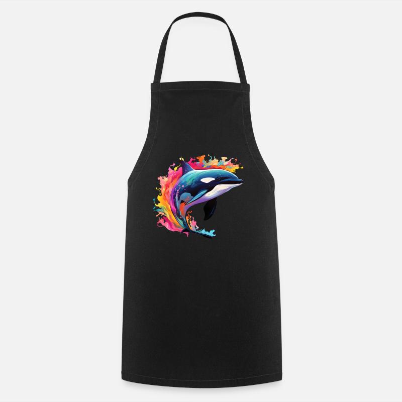 Bunter Schwertwal Orca - Kochschürze - Schwarz