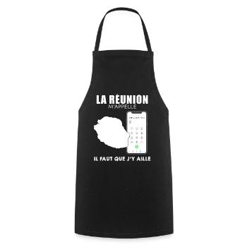 Réunion Mon Amie Idée Cadeau Réunionnais - Tablier de cuisine - noir - Devant - AI Model Male 185 dark (185cm)