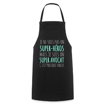 Avocat super héros humour avocat cadeau - Tablier de cuisine - noir - Devant - AI Model Male 185 dark (185cm)