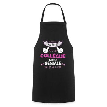 Collègue Géniale Et Amie Cool Cadeau Humour - Tablier de cuisine - noir - Devant - AI Model Male 185 dark (185cm)