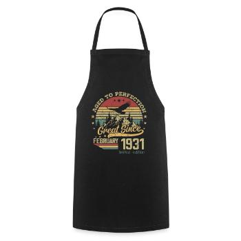 93 years old Aged to Perfection born February 1931 - Cooking Apron - black - Front - AI Model Male 185 dark (185cm)