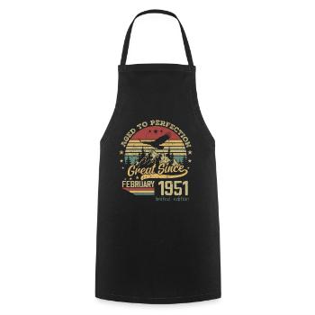 73 years old Aged to Perfection born in February 1951 - Cooking Apron - black - Front - AI Model Male 185 dark (185cm)
