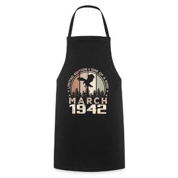 Incomparable since March 1942, 82nd Anniversary - Cooking Apron - black - Front - AI Model Male 185 dark (185cm)