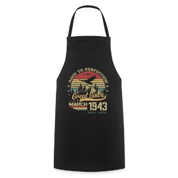 81 years old Aged to Perfection born in March 1943 - Cooking Apron - black - Front - AI Model Male 185 dark (185cm)
