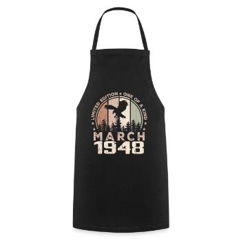 Unvergleichlich seit März 1948, 76. Jahrestag - Kochschürze - Schwarz - Vorne - AI Model Male 185 dark (185cm)