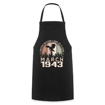Unmatched since March 1943, 81st Anniversary - Cooking Apron - black - Front - AI Model Male 185 dark (185cm)