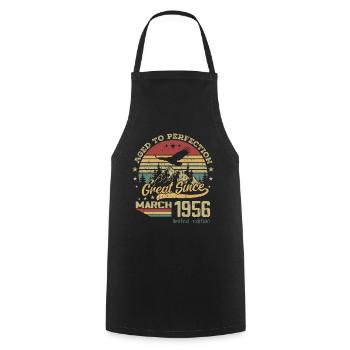 68 years old Aged to Perfection born in March 1956 - Cooking Apron - black - Front - AI Model Male 185 dark (185cm)