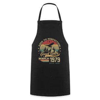 45 years old Aged to Perfection born in March 1979 - Cooking Apron - black - Front - AI Model Male 185 dark (185cm)