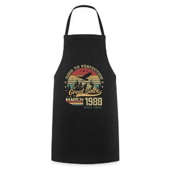 36 years old Aged to perfection born in March 1988 - Cooking Apron - black - Front - AI Model Male 185 dark (185cm)