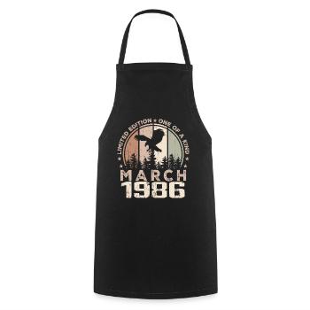 Incomparable since March 1986, 38th Anniversary - Cooking Apron - black - Front - AI Model Male 185 dark (185cm)