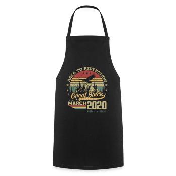 4 years old Aged to Perfection born in March 2020 - Cooking Apron - black - Front - AI Model Male 185 dark (185cm)