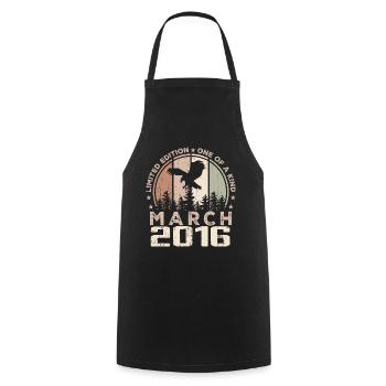 Incomparable since March 2016, 8th Anniversary - Cooking Apron - black - Front - AI Model Male 185 dark (185cm)