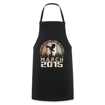 Incomparable since March 2015, 9th Anniversary - Cooking Apron - black - Front - AI Model Male 185 dark (185cm)