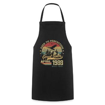 36 years old Aged to perfection born in April 1988 - Cooking Apron - black - Front - AI Model Male 185 dark (185cm)