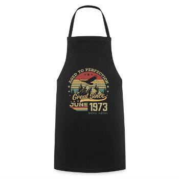 51 years old Aged to perfection born in June 1973 - Cooking Apron - black - Front - AI Model Male 185 dark (185cm)