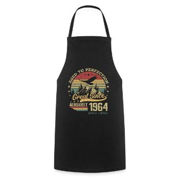 60 years old Aged to Perfection born in August 1964 - Cooking Apron - black - Front - AI Model Male 185 dark (185cm)