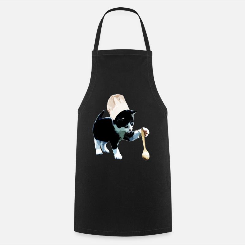 Chef cat cooking kitty kitchen - Cooking Apron - black