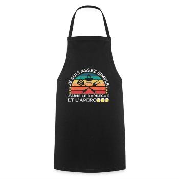 J' aime le barbecue et l' apéro humour bbq cadeau - Tablier de cuisine - noir - Devant - AI Model Male 185 dark (185cm)