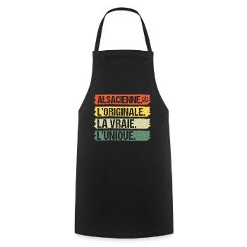 Alsacienne originale humour Alsace cadeau vintage - Tablier de cuisine - noir - Devant - AI Model Male 185 dark (185cm)