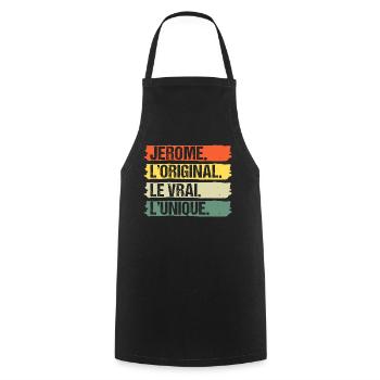Jérome l' original le vrai l' unique prénom rétro - Tablier de cuisine - noir - Devant - AI Model Male 185 dark (185cm)