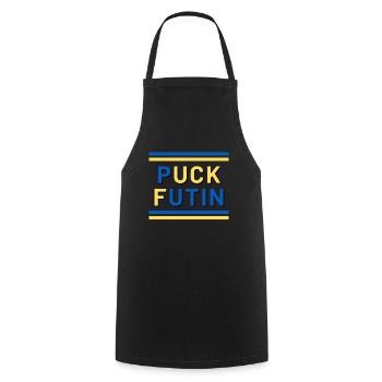 Puck futin stop guerre - Tablier de cuisine - noir - Devant - AI Model Male 185 dark (185cm)