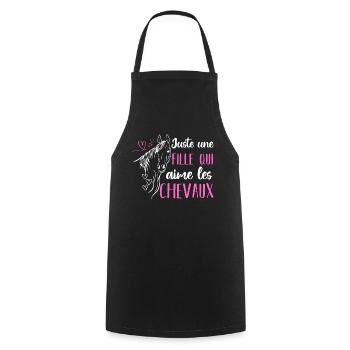 Juste une fille qui adore les chevaux cadeau - Tablier de cuisine - noir - Devant - AI Model Male 185 dark (185cm)