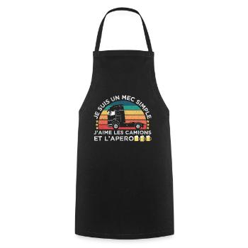 J' aime les camions et l' apéro humour routier - Tablier de cuisine - noir - Devant - AI Model Male 185 dark (185cm)