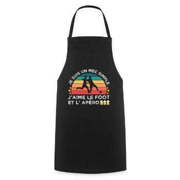 Foot et apéro humour footballeur cadeau vintage - Tablier de cuisine - noir - Devant - AI Model Male 185 dark (185cm)