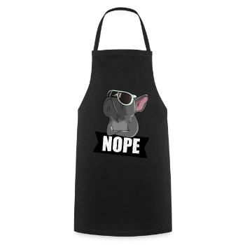 Bouledogue français: NOPE - Tablier de cuisine - noir - Devant - AI Model Male 185 dark (185cm)