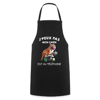 Chien Téléphone Cadeau Marrant Bouledogue - Tablier de cuisine - noir - Devant - AI Model Male 185 dark (185cm)