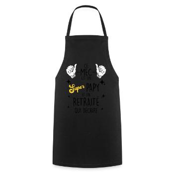 Super Papy A La Retraite Humour Collègue - Tablier de cuisine - noir - Devant - AI Model Male 185 dark (185cm)