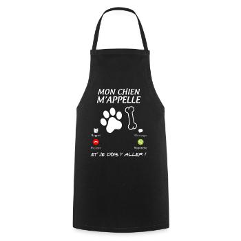 Mon Chien m'appelle Humour Empreinte de Chien - Tablier de cuisine - noir - Devant - AI Model Male 185 dark (185cm)
