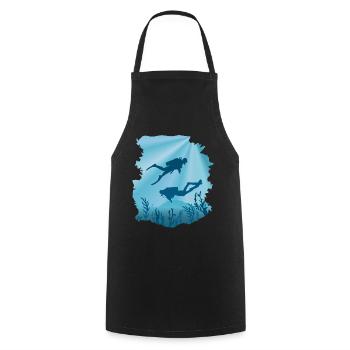 Plongeur sous-marin, plongée - Tablier de cuisine - noir - Devant - AI Model Male 185 dark (185cm)