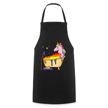 Unicorn Bathing in Bathtub LBGT - Cooking Apron - black - Front - AI Model Male 185 dark (185cm)