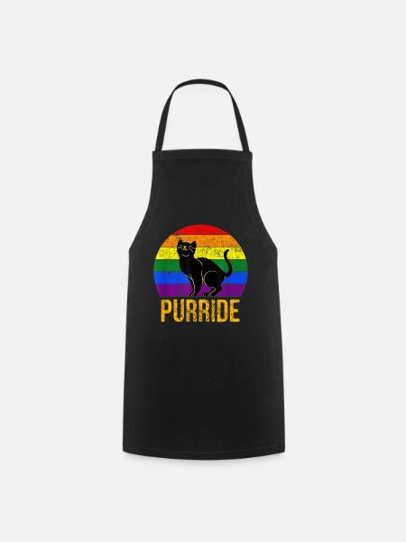 LGBTQ katze Regenbogen Pride Love Parade CSD - Kochschürze - Schwarz