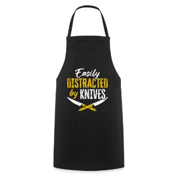 Butcher Knife Knife Knife Collector - Cooking Apron - black - Front - AI Model Male 185 dark (185cm)