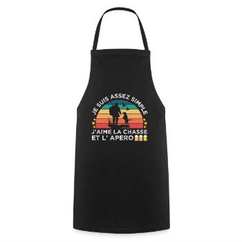 Chasse et apéro humour chasseur cadeau chasse cool - Tablier de cuisine - noir - Devant - AI Model Male 185 dark (185cm)