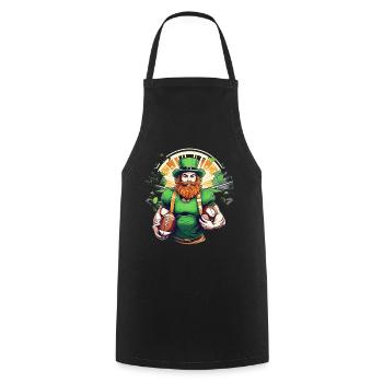St. Patrick’s Day Shamrock Football américain - Tablier de cuisine - noir - Devant - AI Model Male 185 dark (185cm)